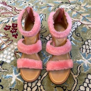 UGG furry block heels in pink
